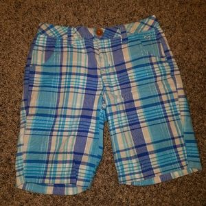 Justice Blue Plaid Shorts